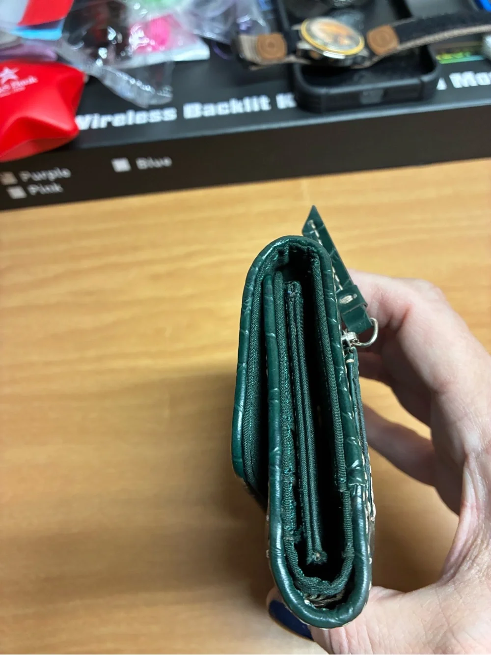 Crazy Horse Embossed Green Croc Wallet